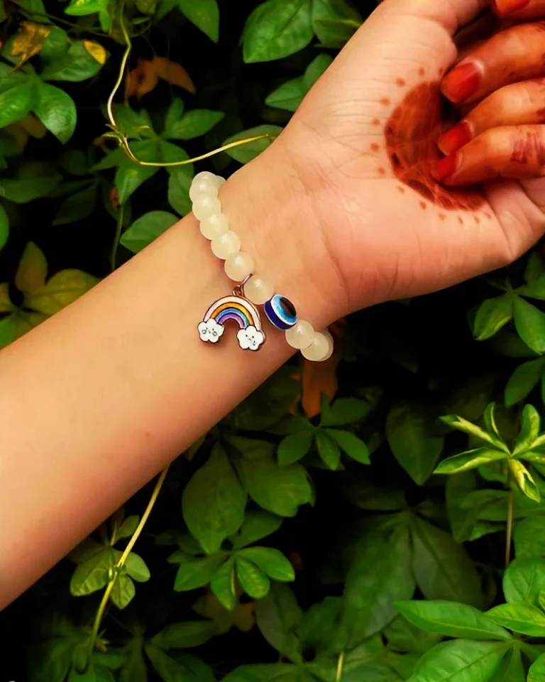 Bracelets with Rainbow and evil Charm For Women & Girls