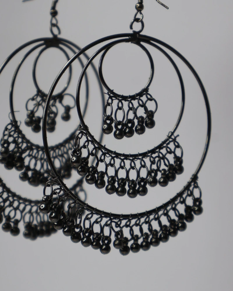 Afgani Oxidised black silver jhumka