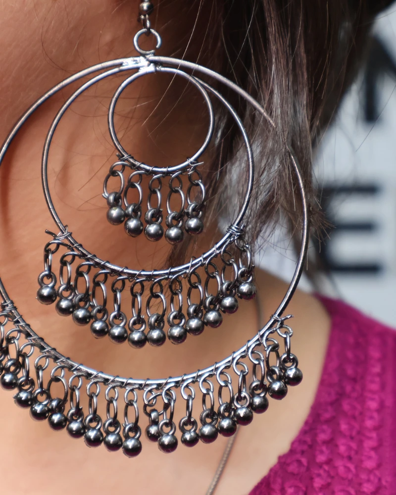 Afgani Oxidised black silver jhumka2