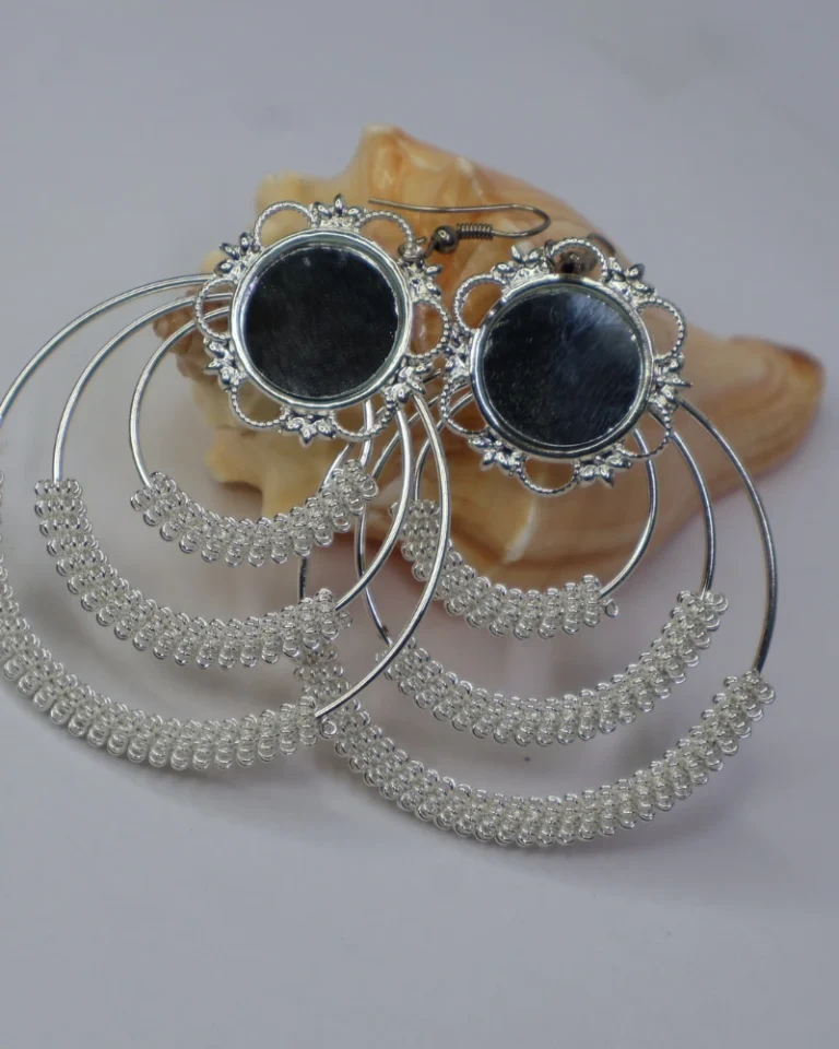 Oxidised mirror hanging earrings1